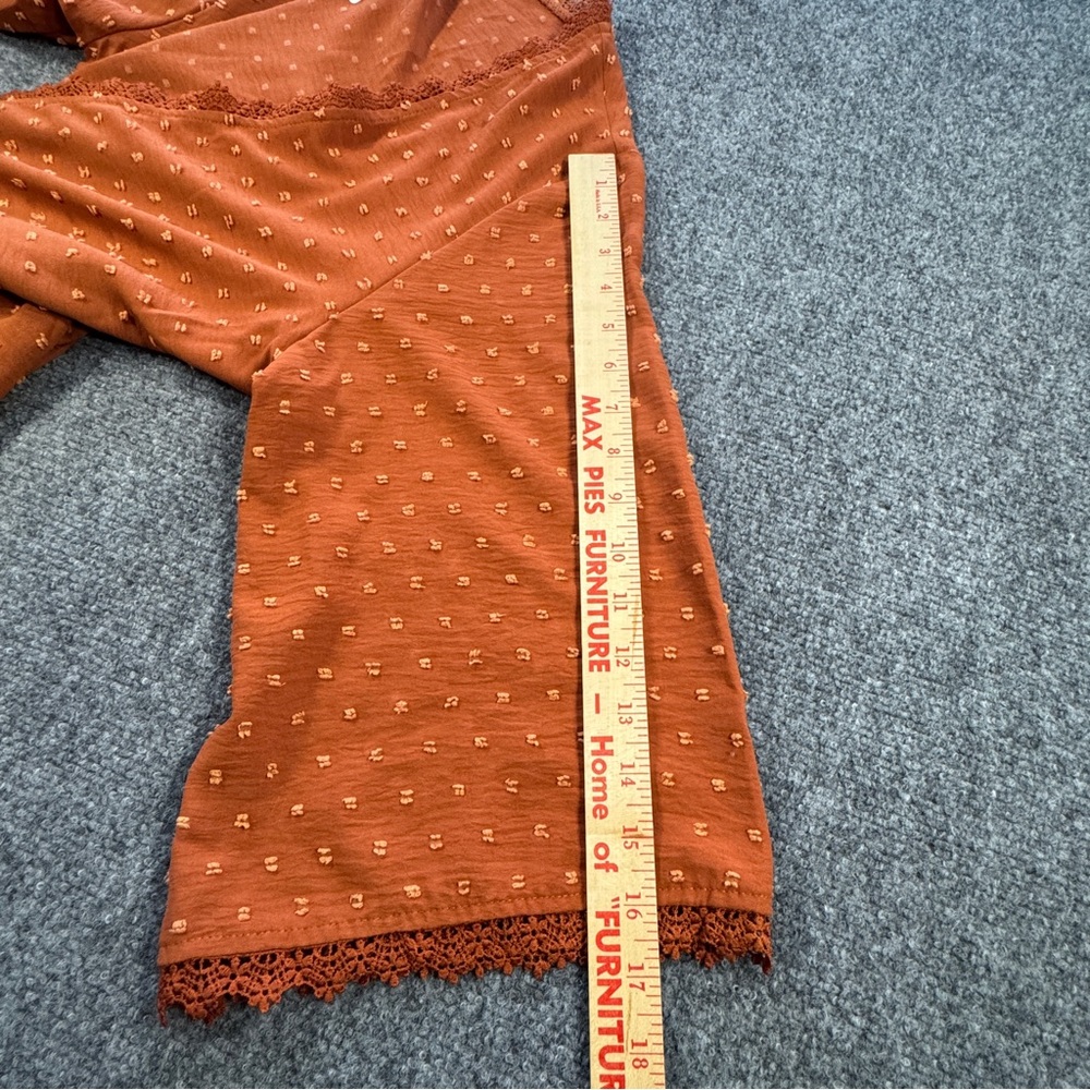 NWT Rust Boho Kimono Cardigan Lace Trim Sheer Cover Up Festival Size L - Picture 7 of 9
